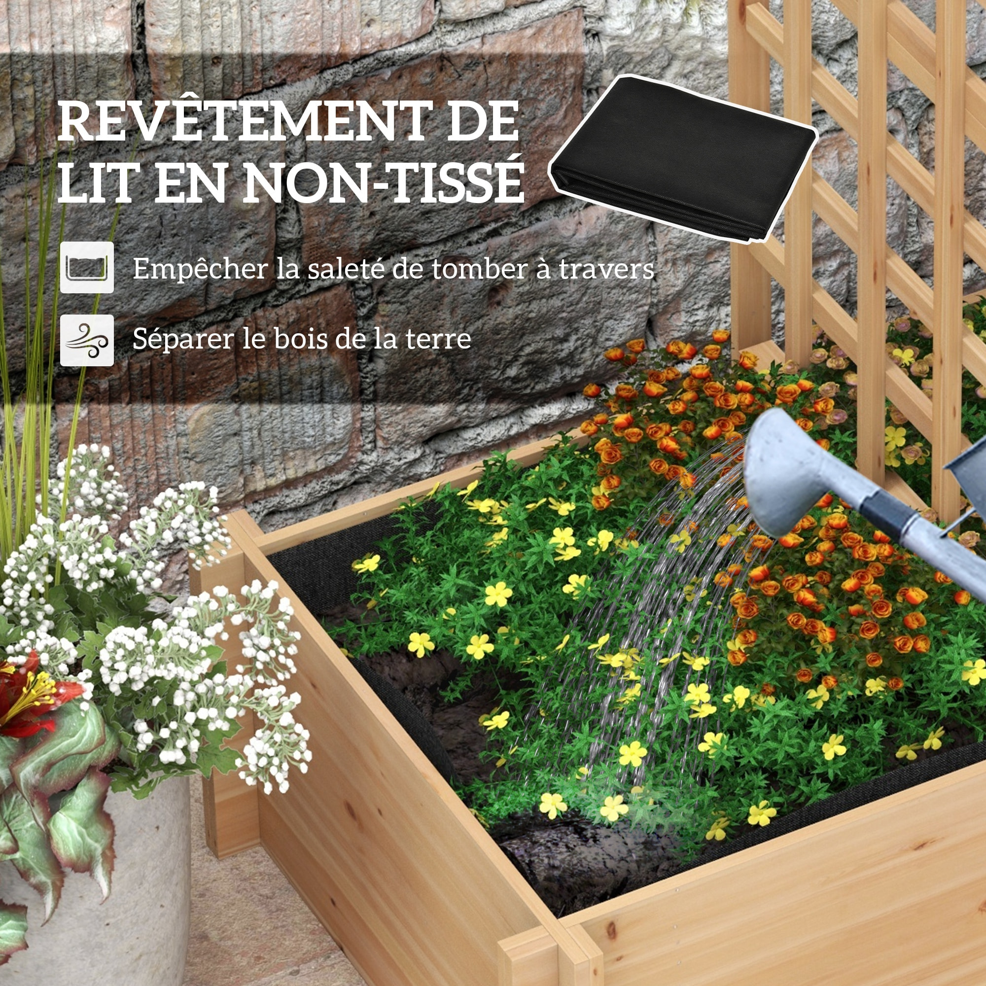 Jardinière avec treillis - dim. 100L x 60l x 150H cm - bois sapin pré-huilé