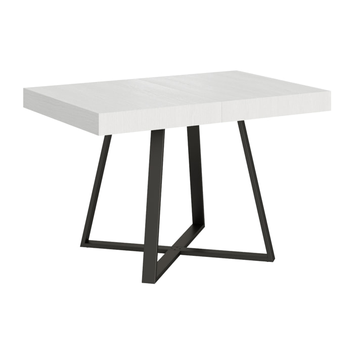 Mesa extensible 80x120/204 cm Abbraccio fresno blanco patas antracita