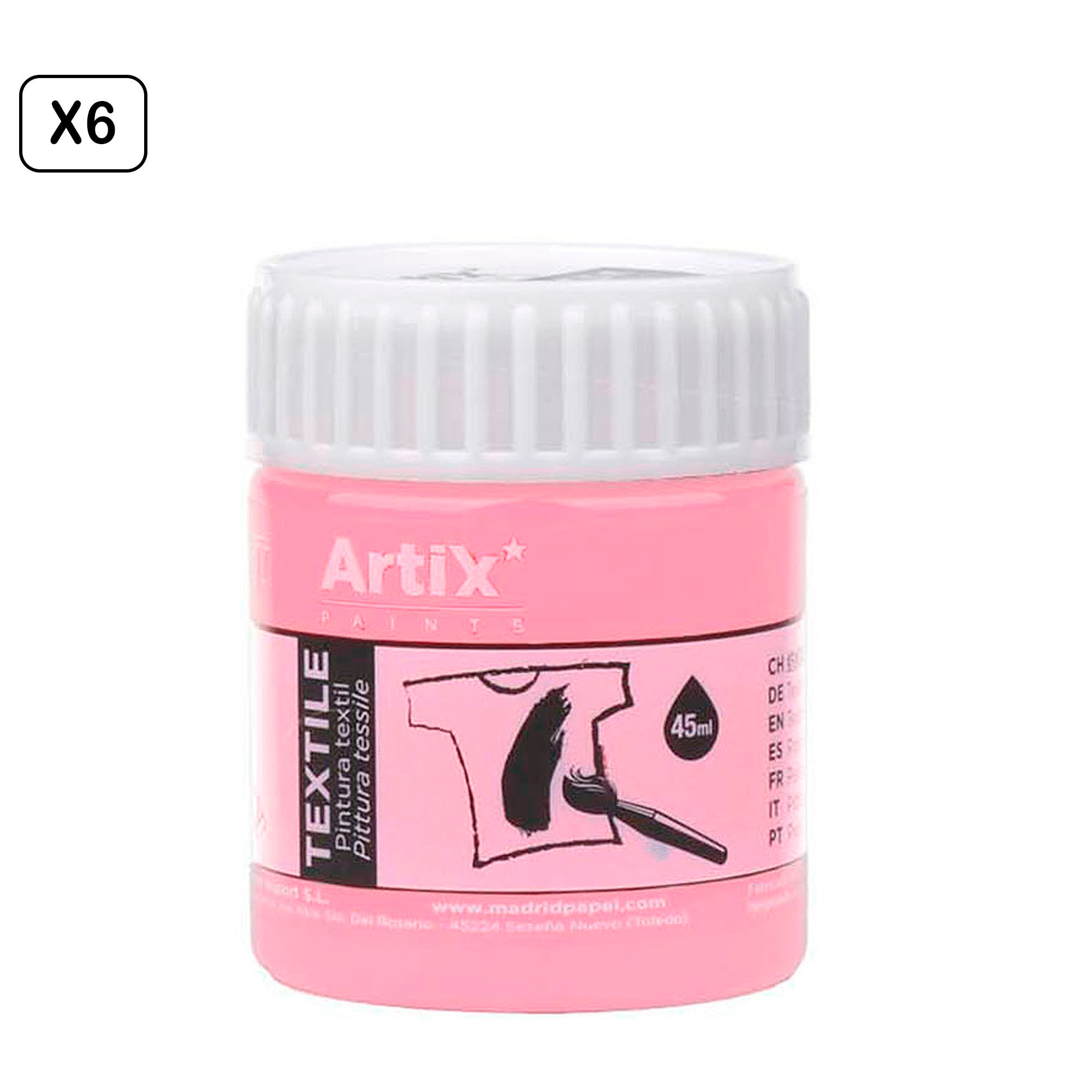 Pack 6 Uds. PINTURA TEXTIL ROSA PÁLIDO 45 ml