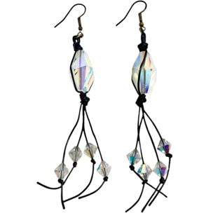 Pendiente Caleido en cuero y cristal Sw