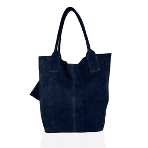 Borsa Donna in vera pelle Made in Italy colore Blu dimensioni cm 40x35x15