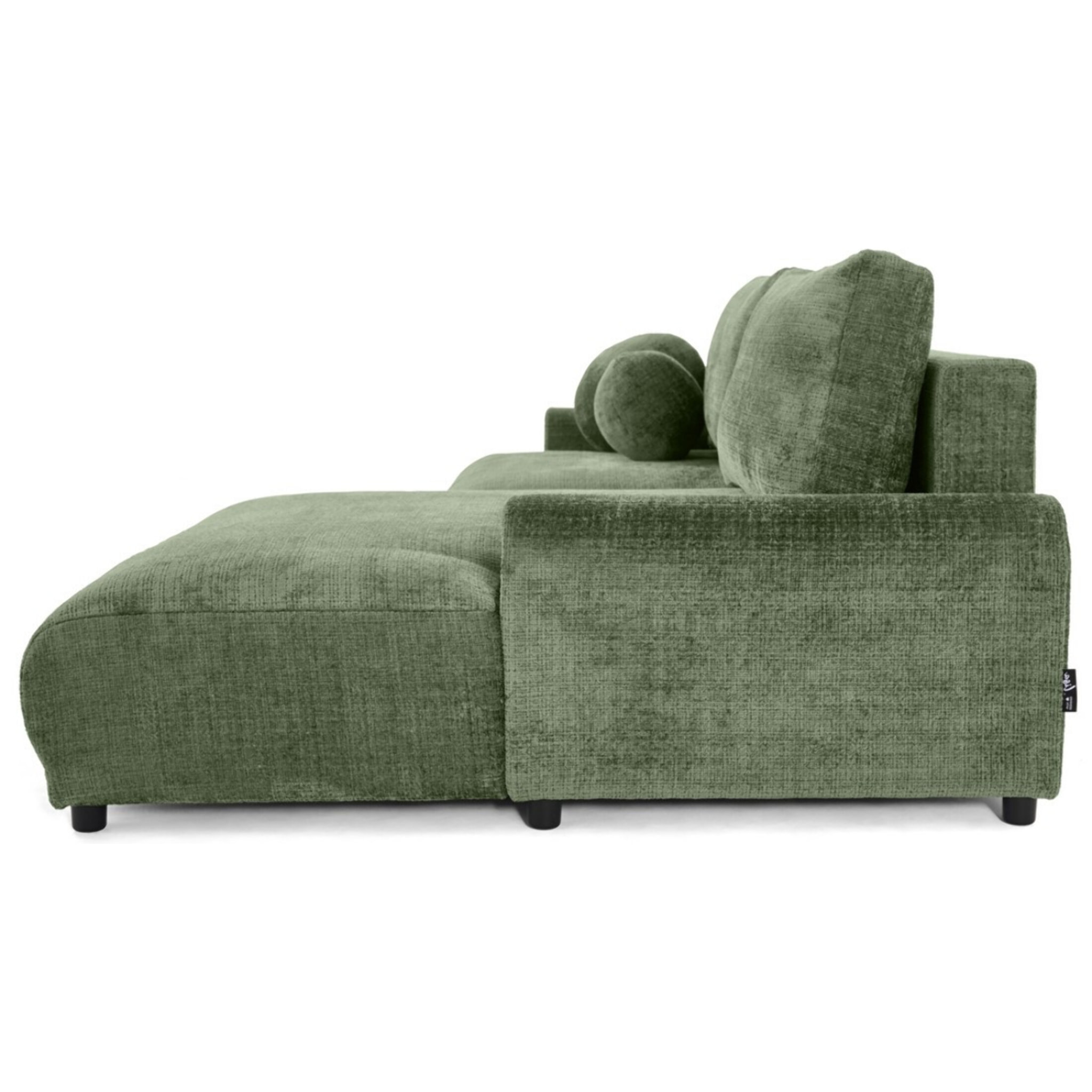 Nelly - canapé d'angle droit 4 places convertible avec coffre en velours texturé - Vert sauge