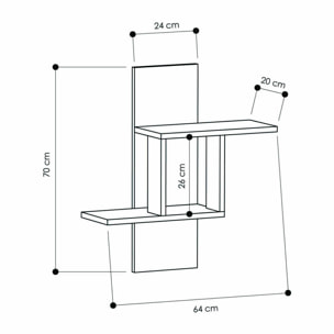 Mensola Dmatej, Scaffale, Ripiano a muro, Scaffalatura multiuso, 64x20h70 cm, Quercia