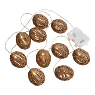 Filo luminoso LED Carlisle in polyrattan e metallo natural/nero — 180 cm