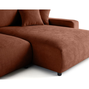 Pivoine - canapé d'angle réversible - 4 places - convertible avec coffre - en velours texturé - Terracotta