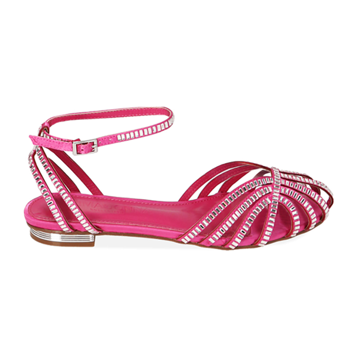 Ballerine fucsia in raso con strass