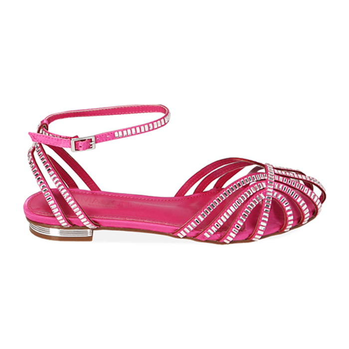 Ballerine fucsia in raso con strass