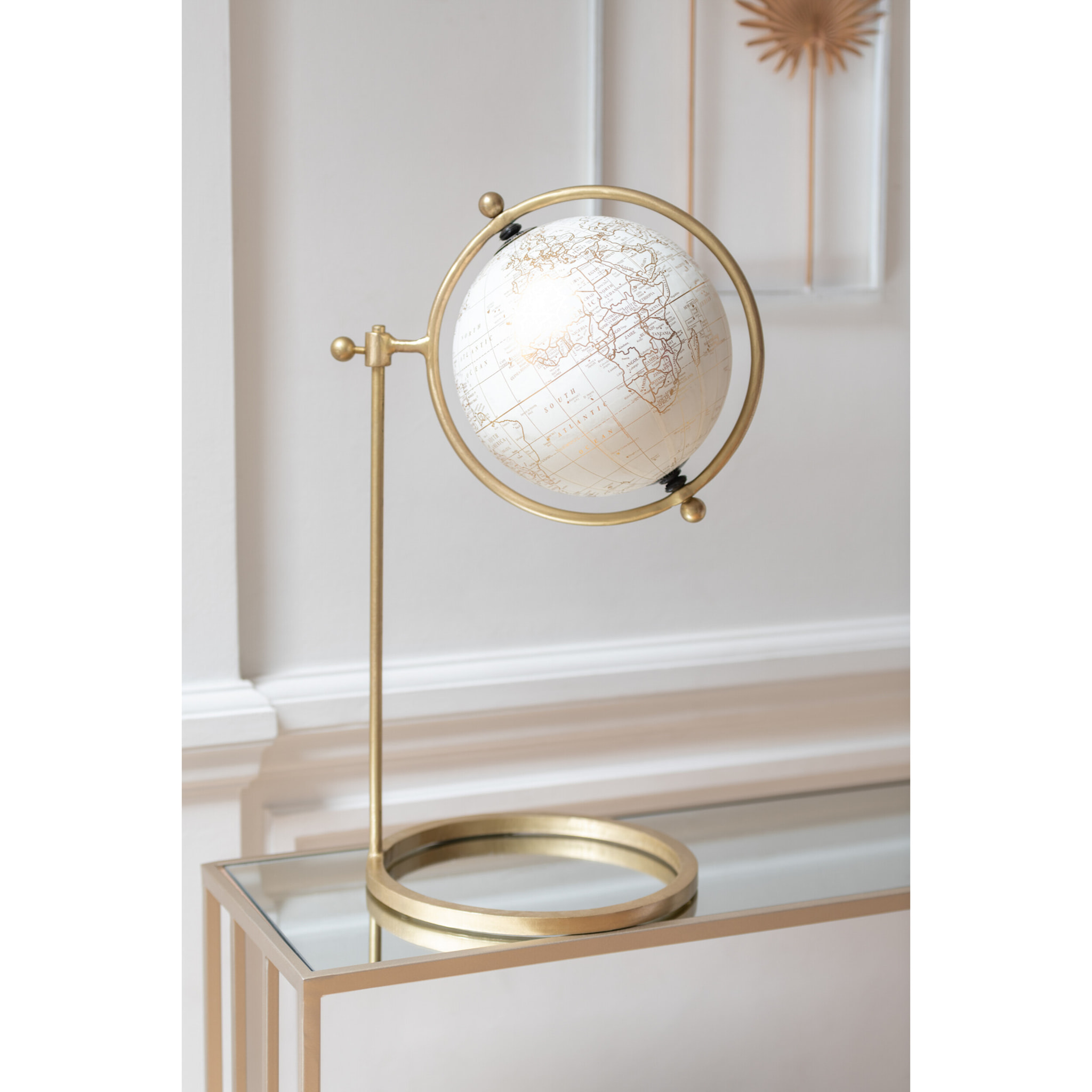 J-Line Globe Cercle Ajustable Metal/Plastique Or/Blanc Small