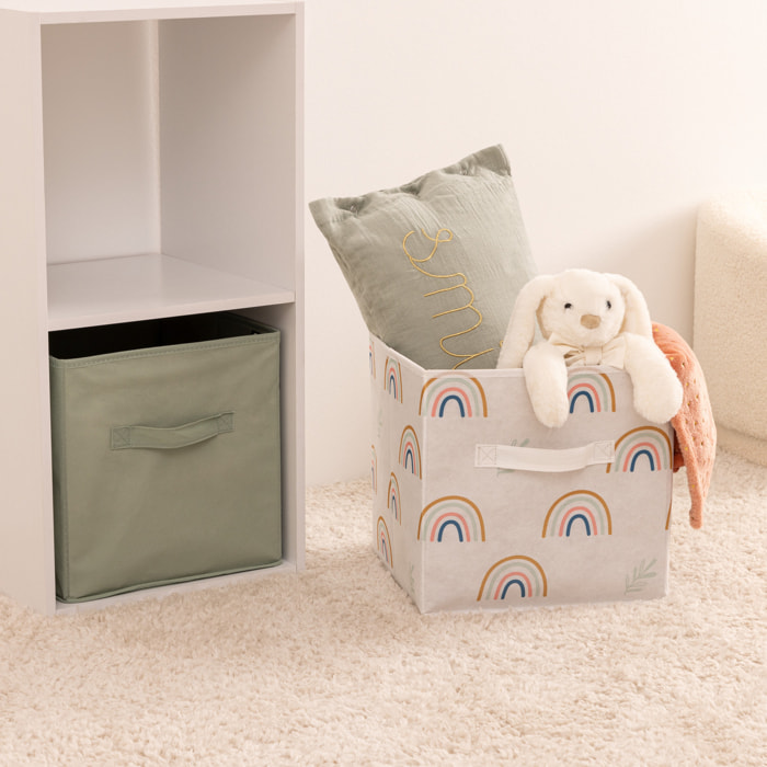 Set de 2 bacs rangements enfant - carton - vert