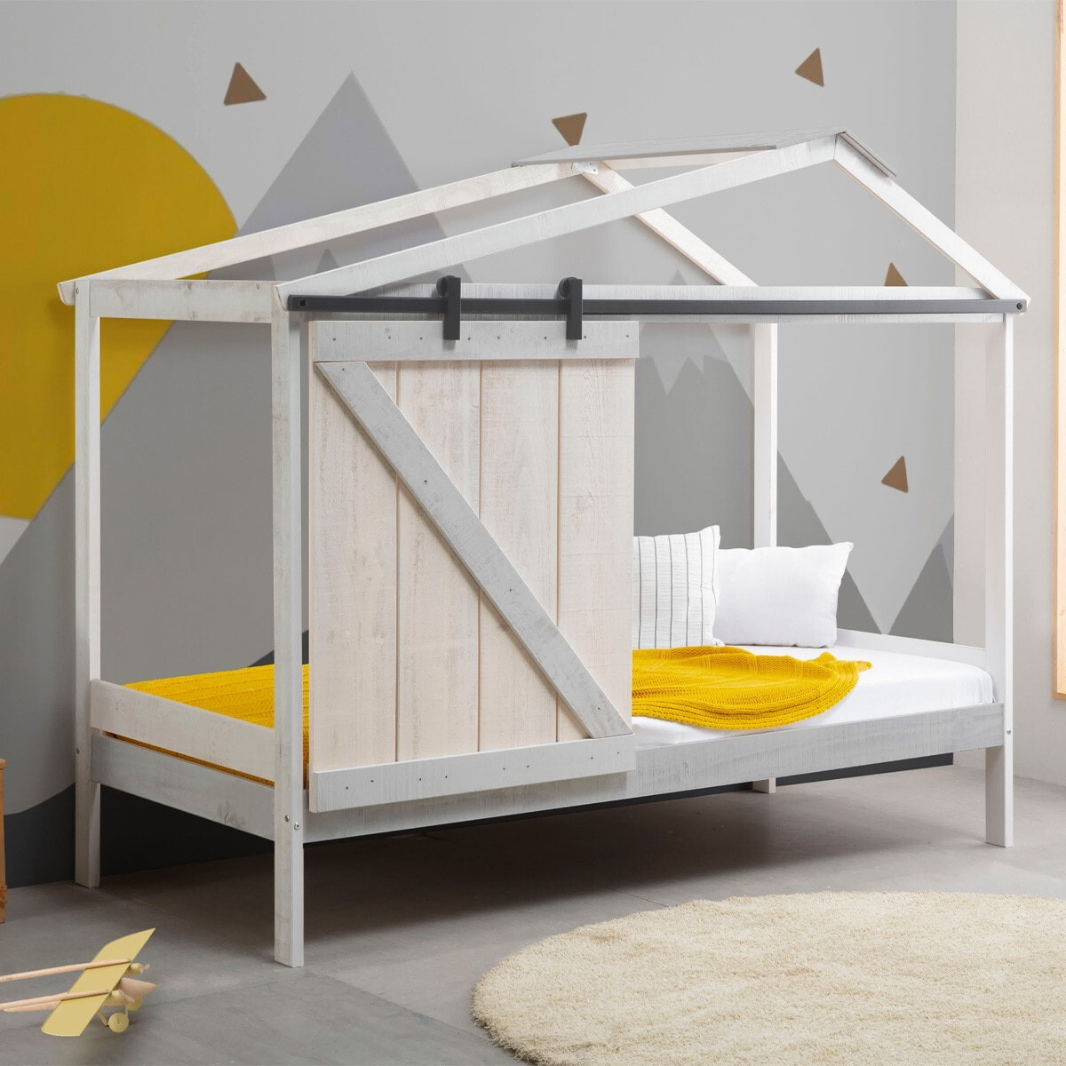 Lit cabane enfant rustique en bois - EMILE