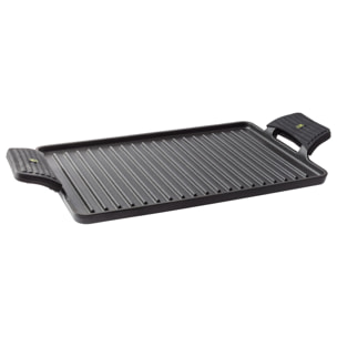 Asador Rectangular Grill de Hierro Fundido 43×23 cm con asas de silicona Xtra San Ignacio