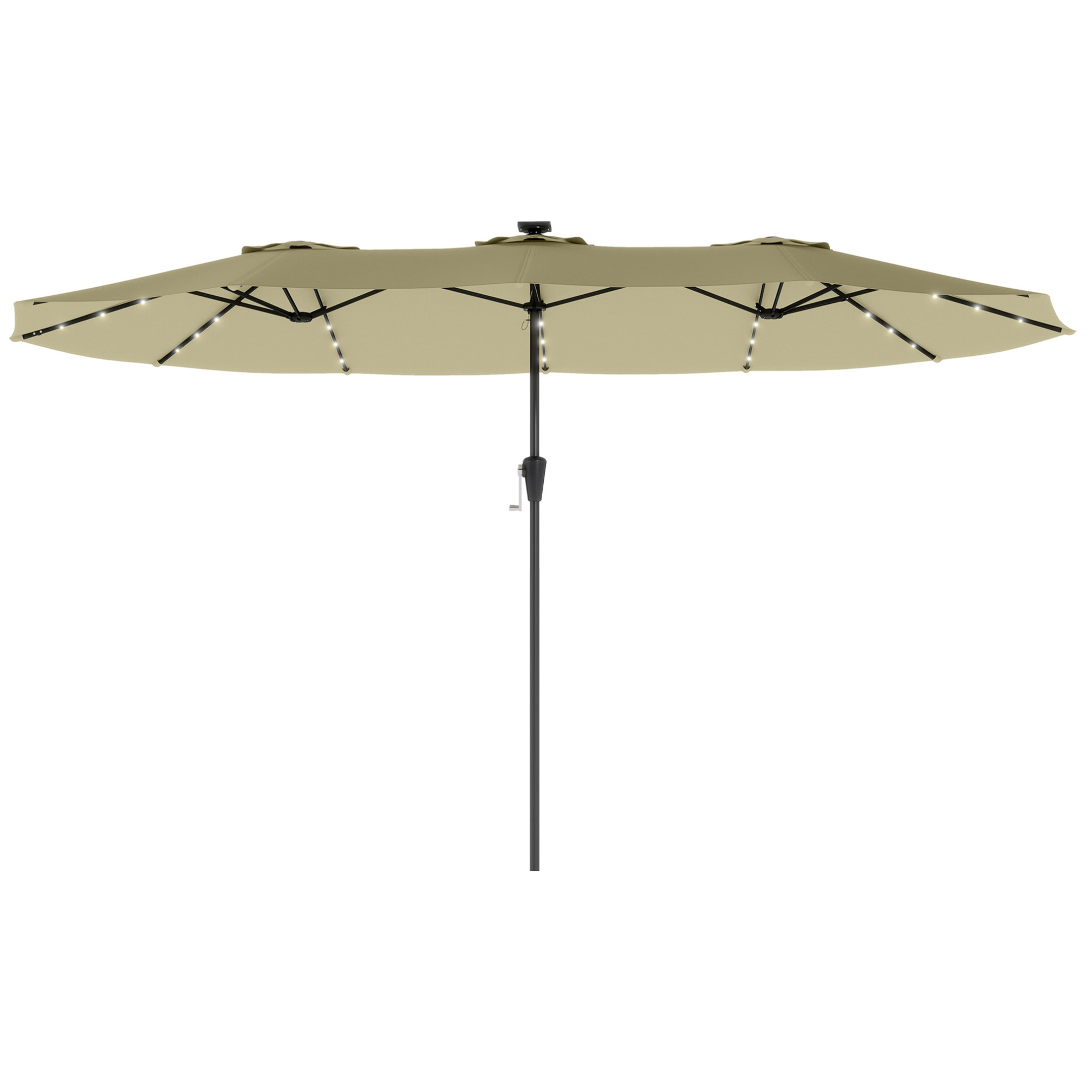 Parasol de jardin double grande taille LED - 395x215cm - métal - beige
