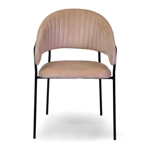 Poltrona Chloe Vacchetti in velluto crema con struttura nera cm59x51h83,5