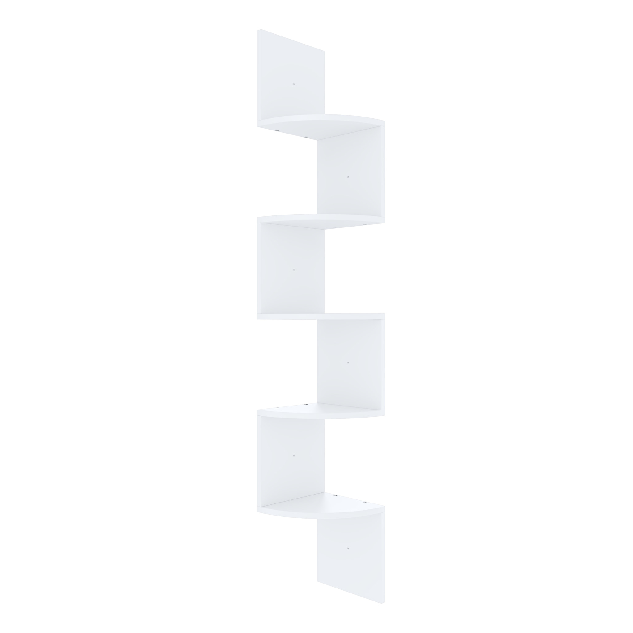 Libreria Angolare Scaffale 5 Ripiani Legno MDF Mensole Espositive da Parete Design Moderno Elegante Casa Soggiorno Salotto Studio 123x20x20 cm Bianco