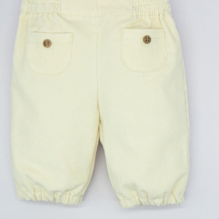 PANTALÓN GOMAS BAJO PANA BLANCO