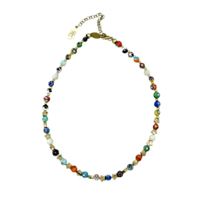 Collar multicolor Talisman de Luz en luz en latón dorado