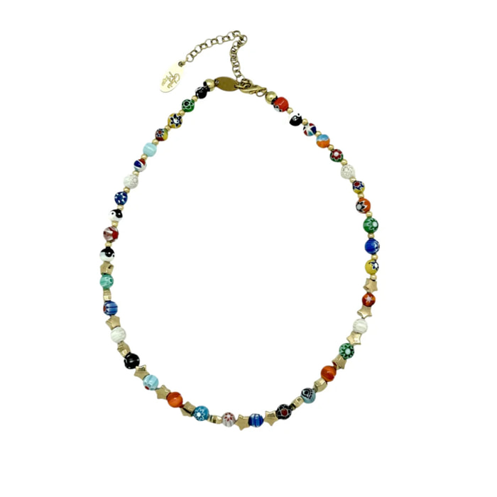 Collar multicolor Talisman de Luz en luz en latón dorado