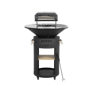 Barbecue plancha brasero avec four à pizza "César premium"- Ø 81 cm - Noir