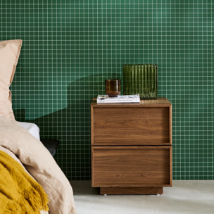 Table de chevet effet bois 2 tiroirs KUBA