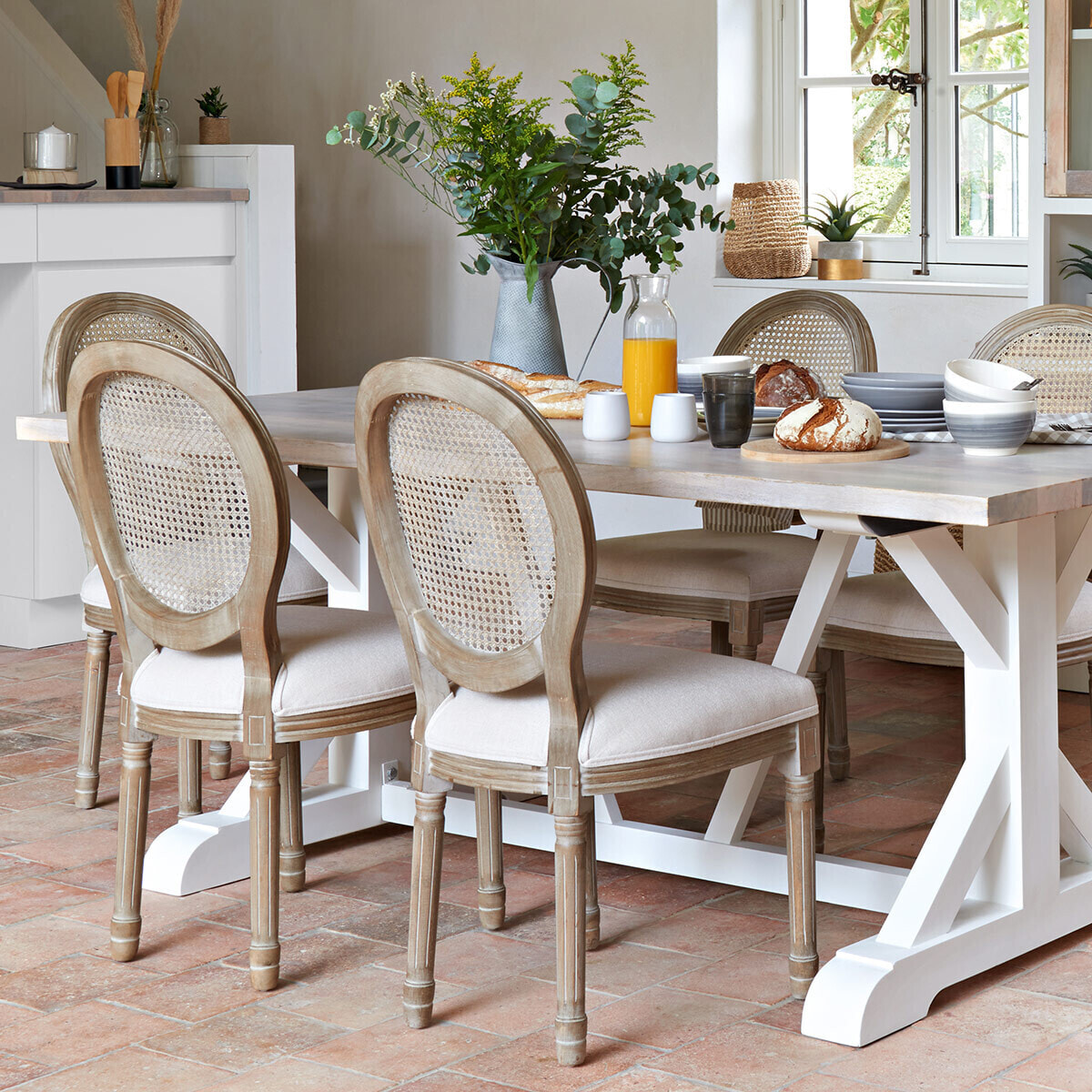 Chaise "Cléon" lin en cannage