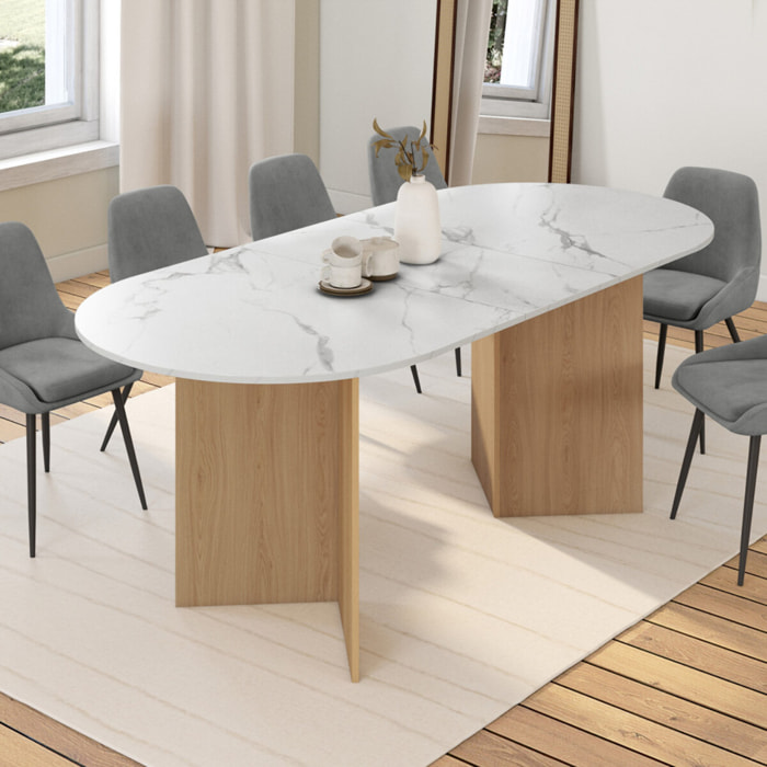 Table à manger extensible Gabin 160-200cm effet marbre