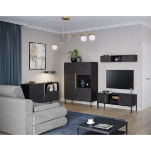 Felicia - buffet bas - noir - 1 porte, 1 tiroir et 1 niche - 120 cm - Noir