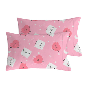 2 Fundas de almohada Mr.Wonderful Corazones 50x80 cm - 100% algodón -