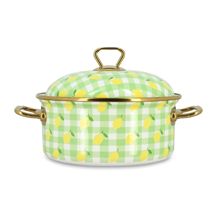 Faitout 20cm en acier émaillé avec motif citron - tous feux VICHY