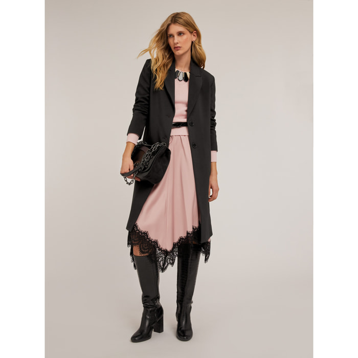 Motivi - Cappotto monopetto in tessuto crêpe - Nero