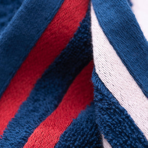 Set de 4 toallas de baño (2x toalla manos 50x90cm + 2x toalla ducha 70x140cm) 100% algodón 500gsm blanco crudo y azul marino el ganso