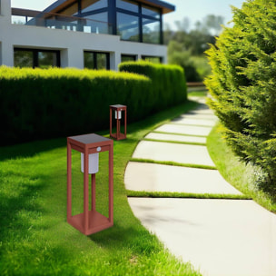 Lanterne Piky solaire acajou H40cm