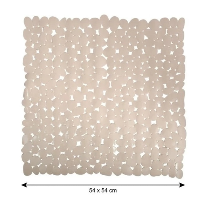 MSV Tapis Fond de douche PVC GALETS 53x53cm Beige