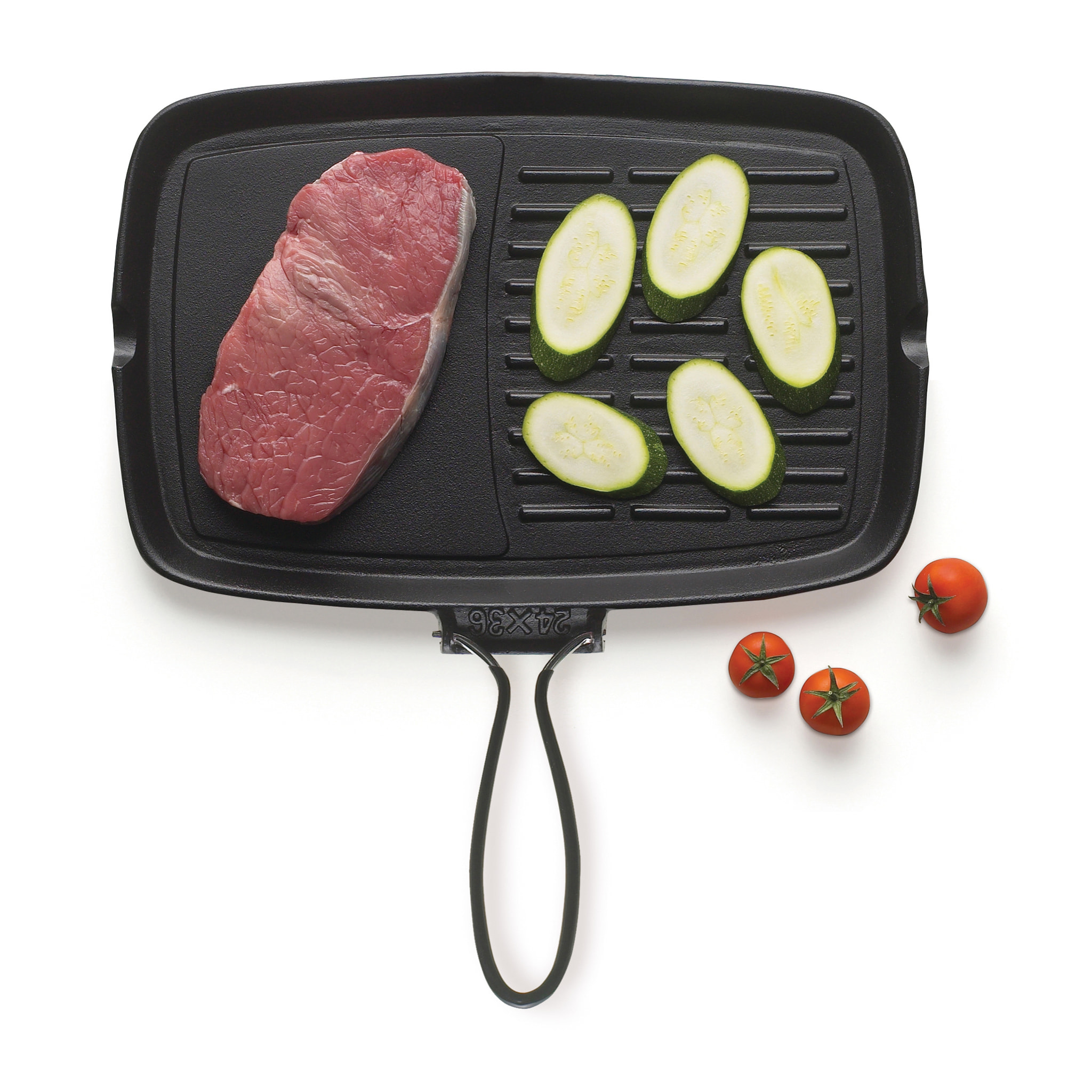 Bistecchiera 24x36 cm Excelsa – Duo Dieta Grill, Ghisa Nero