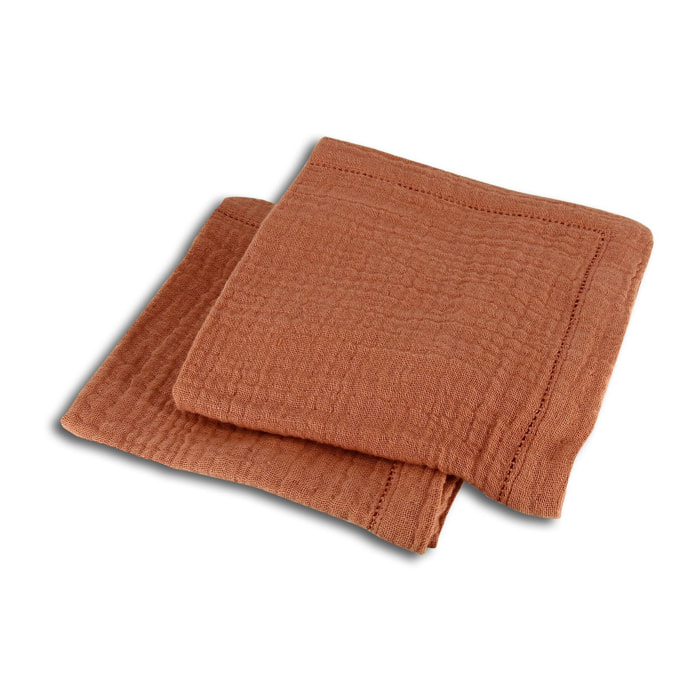 Lot de 2 serviettes de table en coton paprika 40x40cm ORIGIN
