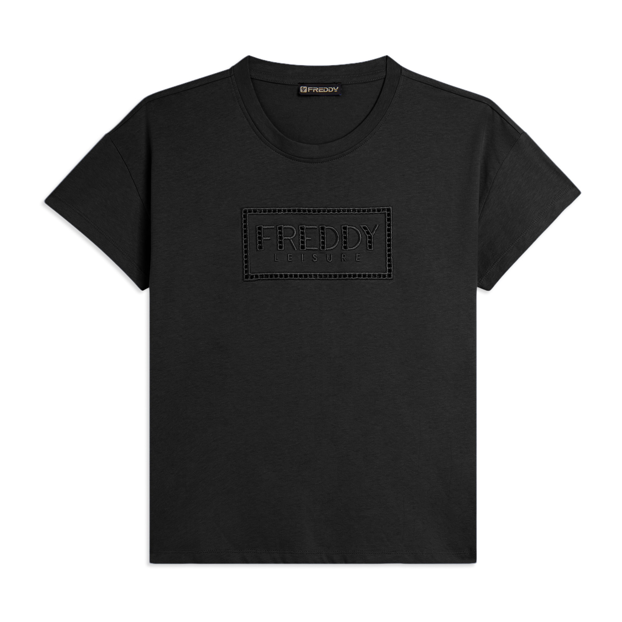 T-shirt con Maniche ad Aletta e Logo Ricamato