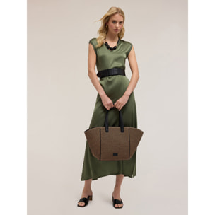 Motivi - Vestito lungo satin - Verde militare