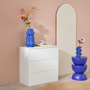 Commode. module de rangement décor bois blanc 3 tiroirs - Kompo
