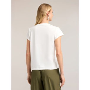 Motivi - Camiseta con letras y bordado de piedras - Blanco