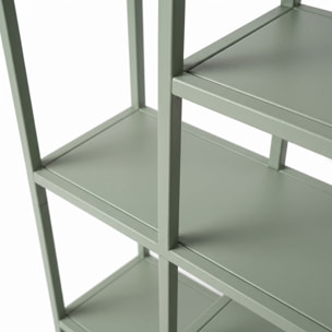 Padma - Libreria Freestanding a 6 Ripiani 80x163,5x30 cm Scaffale per Soggiorno, Ufficio in Metallo Salvia