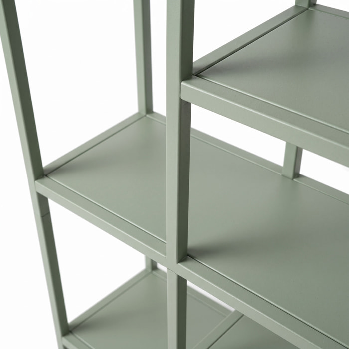 Padma - Libreria Freestanding a 6 Ripiani 80x163,5x30 cm Scaffale per Soggiorno, Ufficio in Metallo Salvia