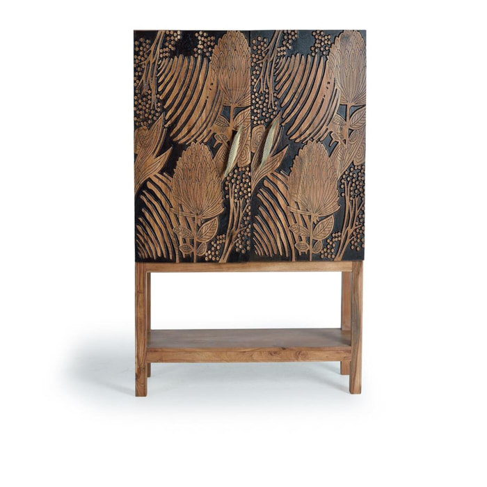 Mueble botellero - madera de acacia - 100x40x160cm
