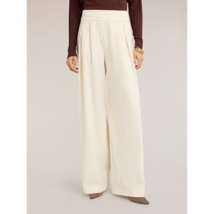 Motivi - Pantalones palazzo de talle alto con pinzas - Blanco