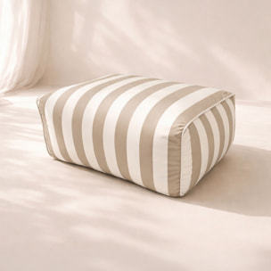 Pouf fauteuil d'extérieur 70x60x30cm en tissu à rayure taupe FLAVIO
