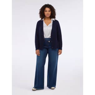 Fiorella Rubino - Jeans Wide Leg in denim con chiusura asimmetrica - Blu