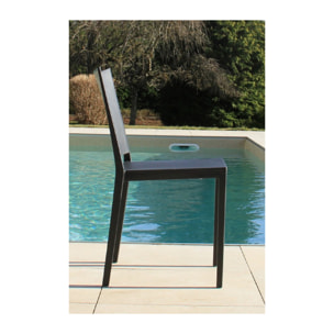 Lot de 2 chaises de jardin en plastique - gris anthracite - LAGOS