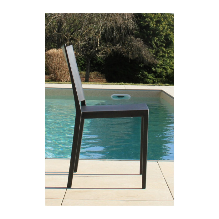 Lot de 2 chaises de jardin en plastique - gris anthracite - LAGOS