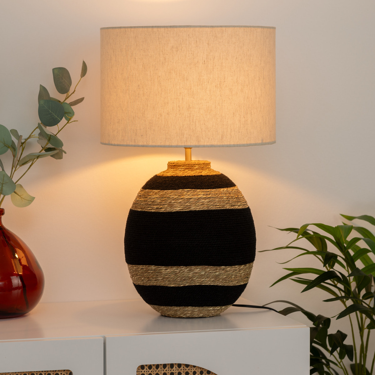 Lampe boule "Jorik" - métal - noir - H58 cm