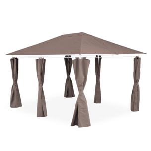 Ensemble complet toile de toit et rideaux taupe pour tonnelle 3x4m Divio - toile de rechange pergola. toile de remplacement
