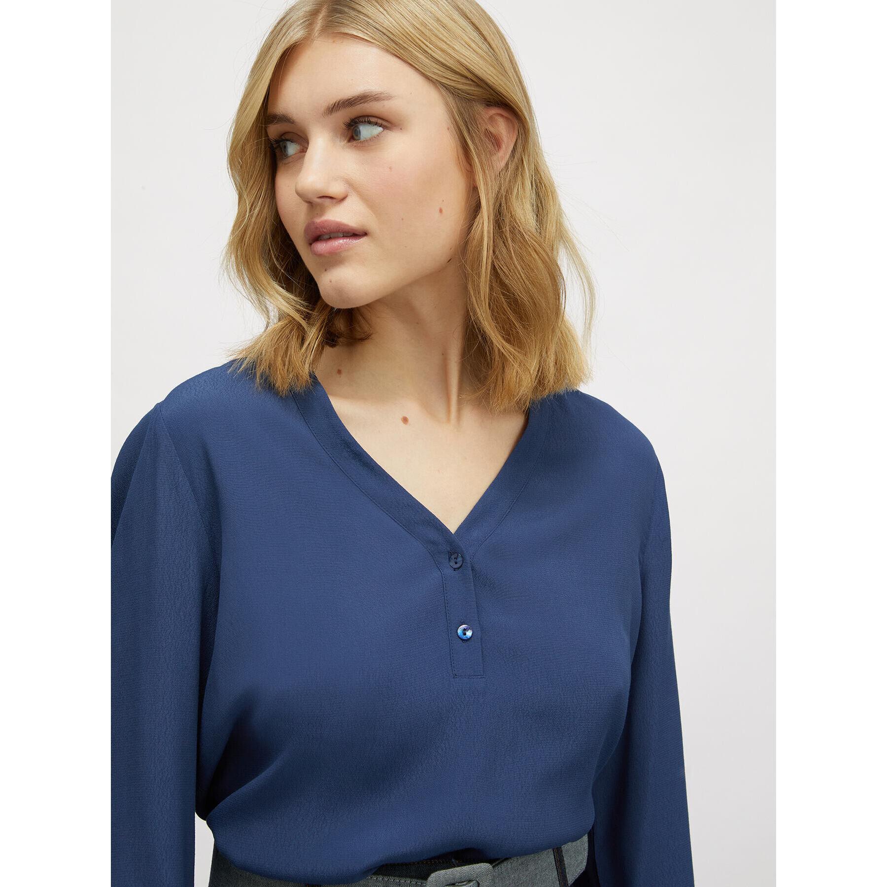 Motivi - Blusa fluida a serafino - Blu