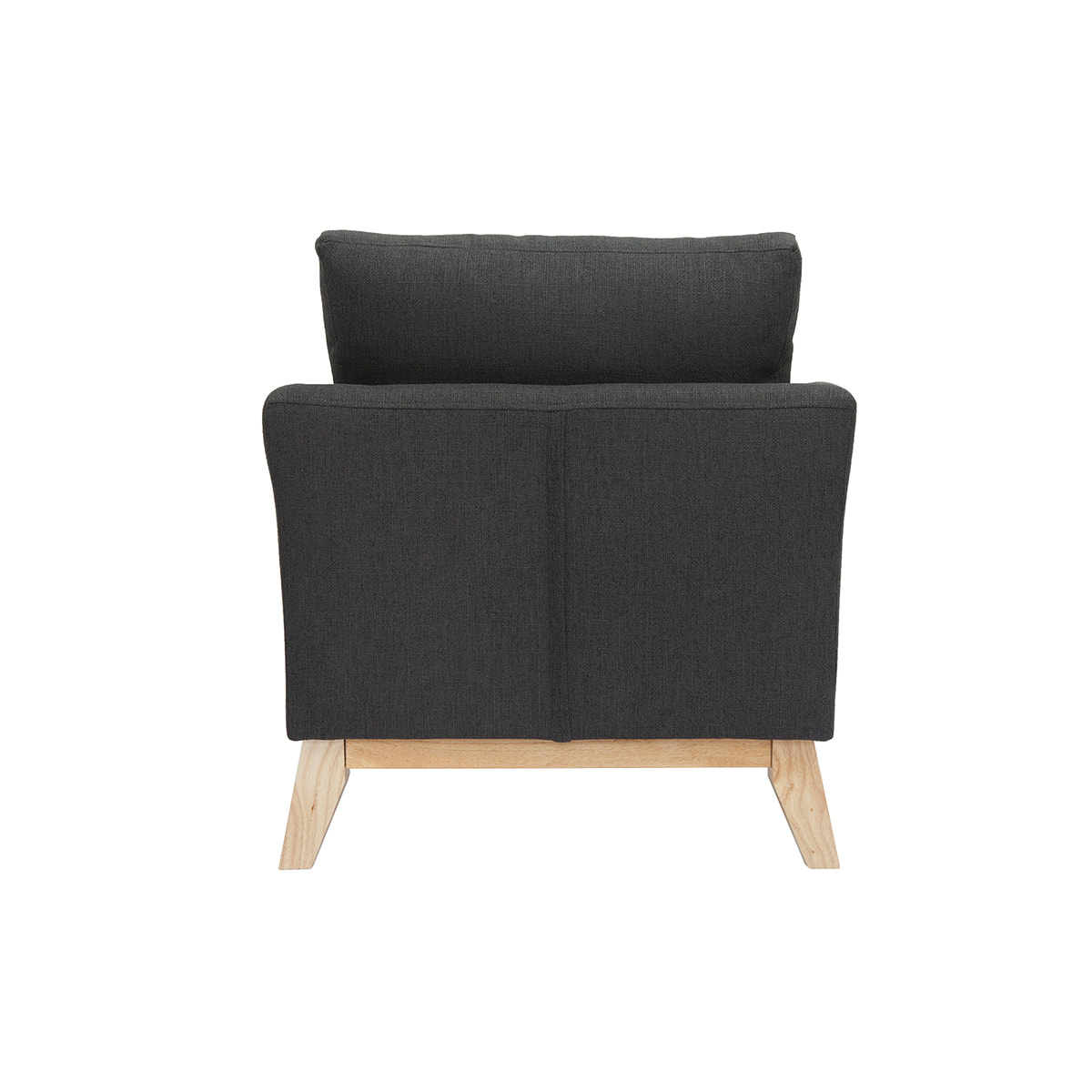 Fauteuil scandinave déhoussable en tissu gris foncé et bois clair OSLO